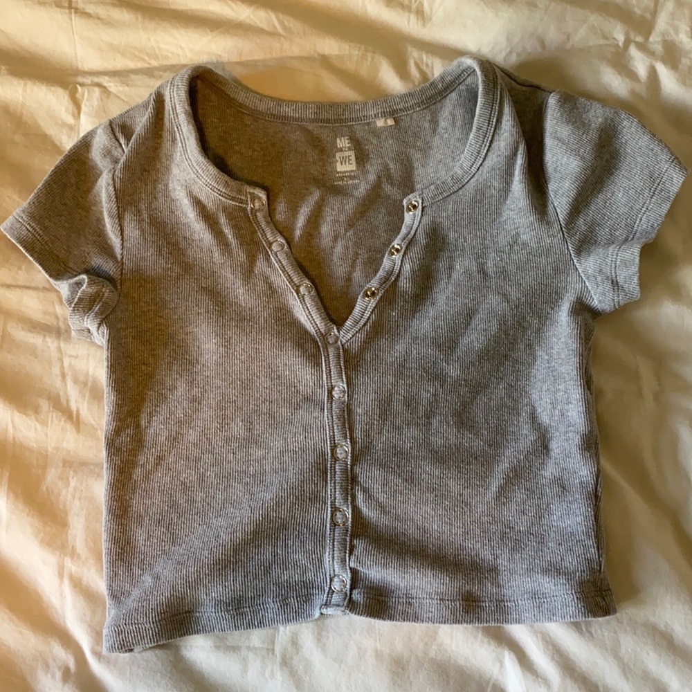Grey me to we snap button top Pacsun